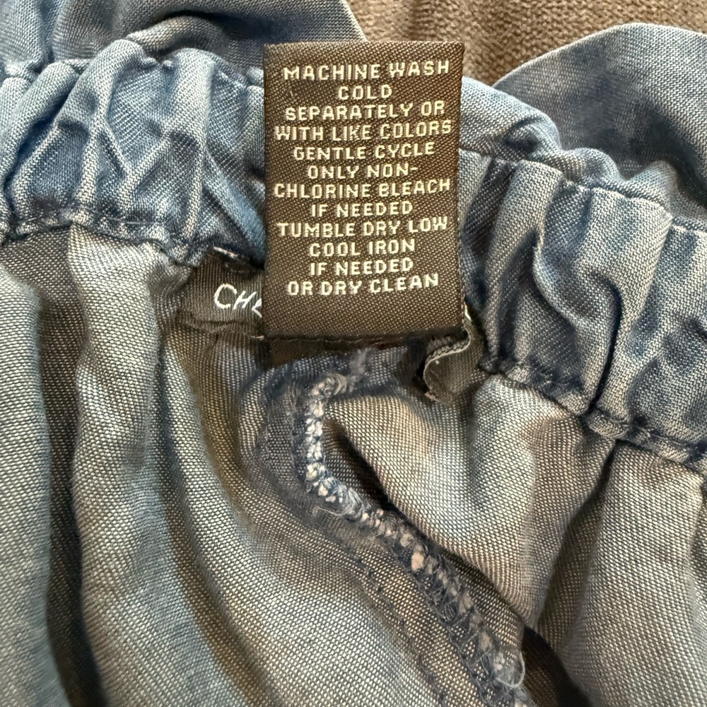 Chelsea & Theodore Denim-Look Ruffle Top - Chambray Blue - Picture 10 of 10